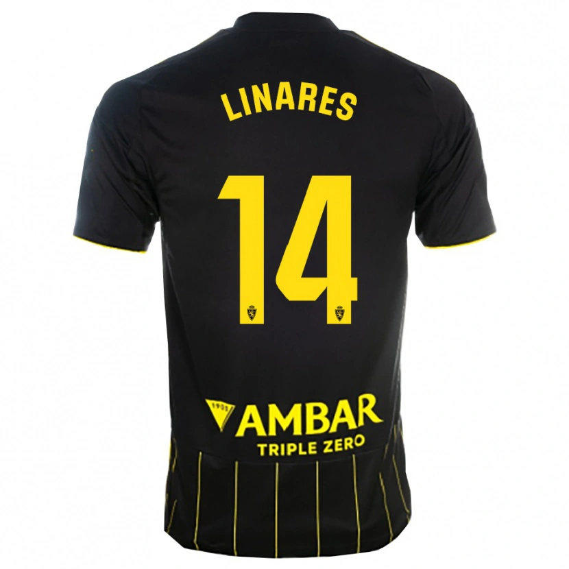 Danxen Homem Camisola Ángel Linares #14 Preto Amarelo Alternativa 2025/26 Camisa