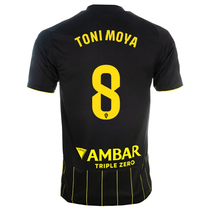 Danxen Homem Camisola Toni Moya #8 Preto Amarelo Alternativa 2025/26 Camisa