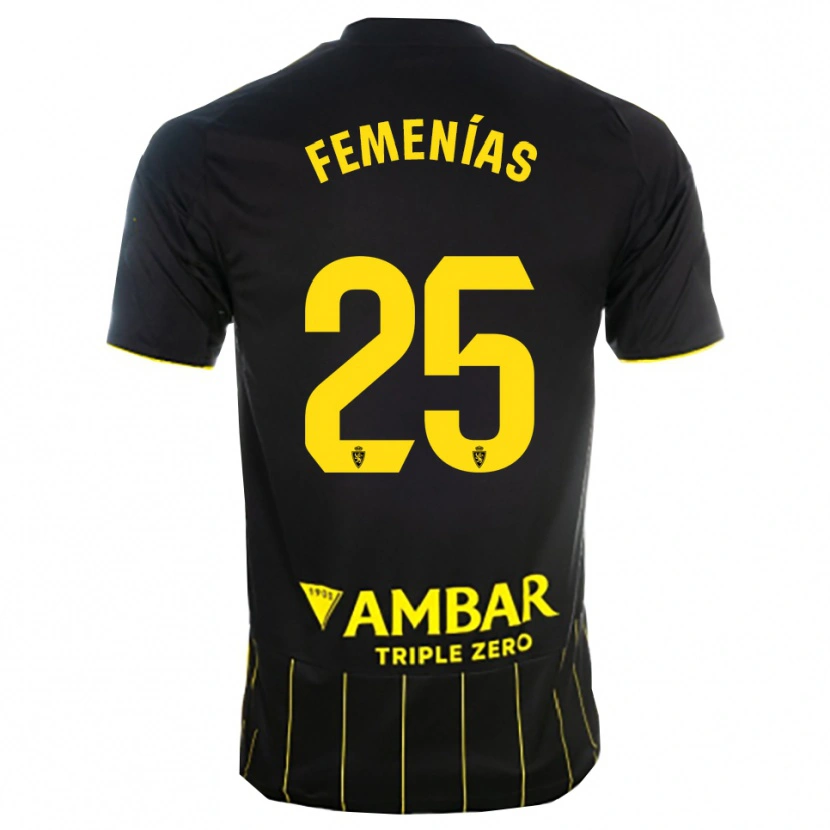 Danxen Homem Camisola Joan Femenías #25 Preto Amarelo Alternativa 2025/26 Camisa