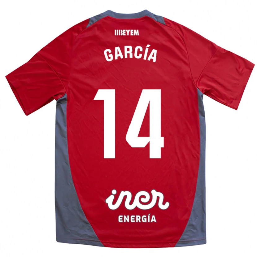 Danxen Homem Camisola Jon García #14 Vermelho Cinza Alternativa 2025/26 Camisa