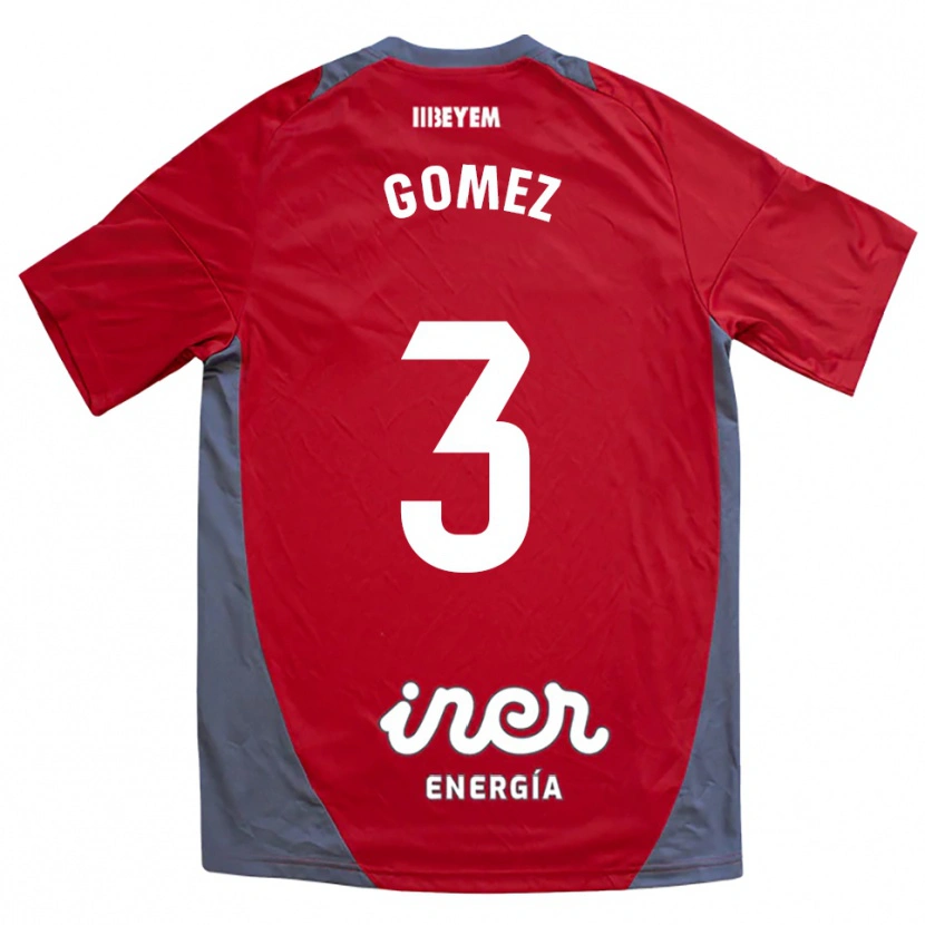 Danxen Homem Camisola Jonathan Gómez #3 Vermelho Cinza Alternativa 2025/26 Camisa