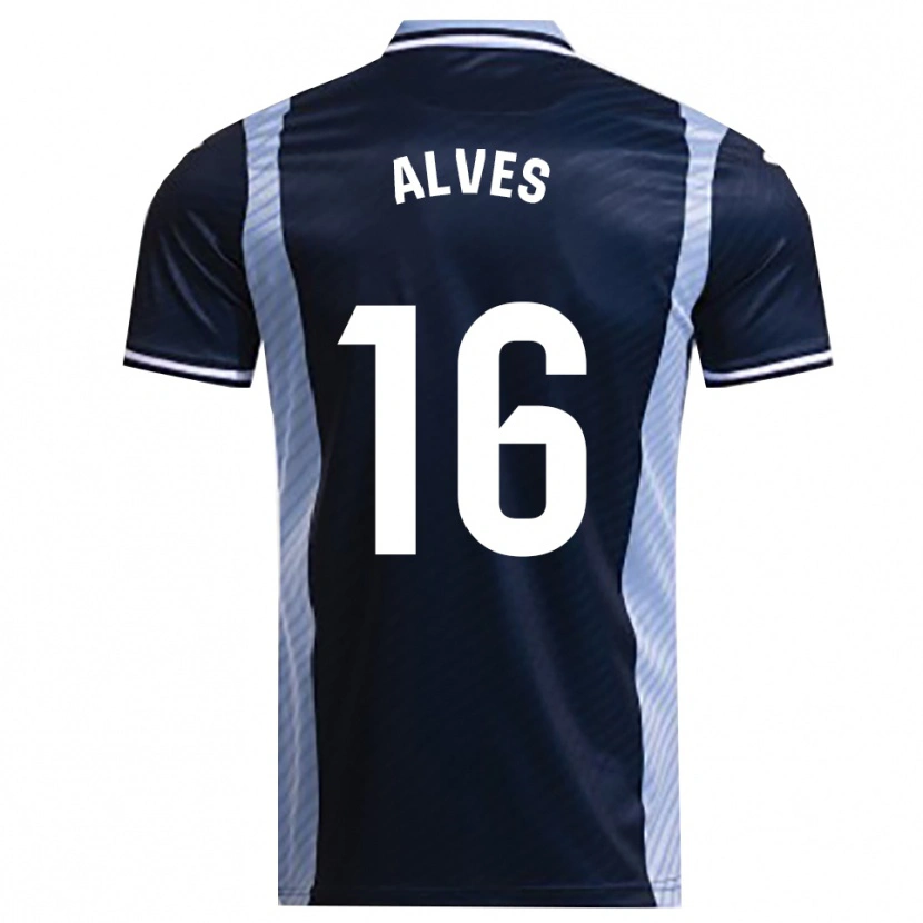 Danxen Homem Camisola Rubén Alves #16 Azul Marinho Azul Celeste Alternativa 2025/26 Camisa