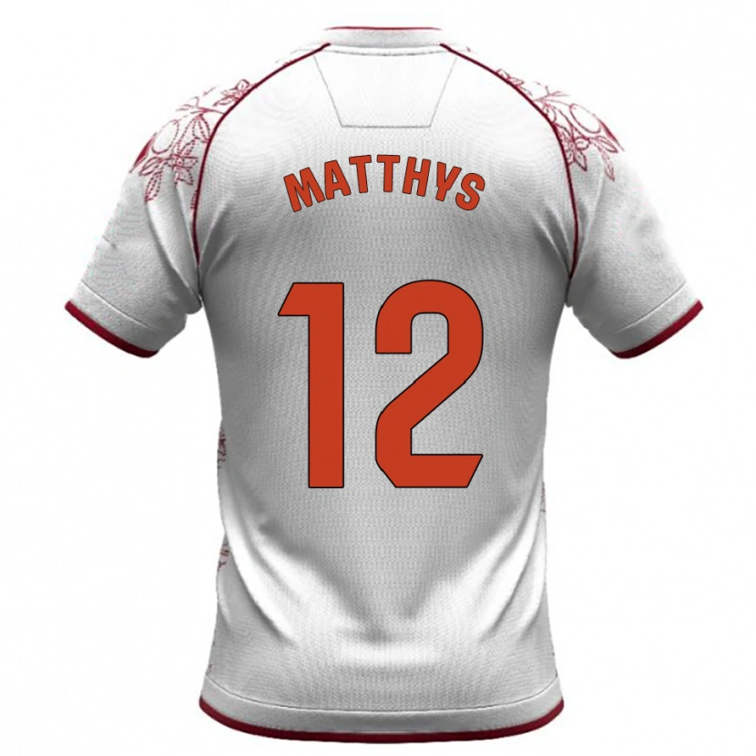Danxen Homem Camisola Romain Matthys #12 Branco Borgonha Alternativa 2025/26 Camisa