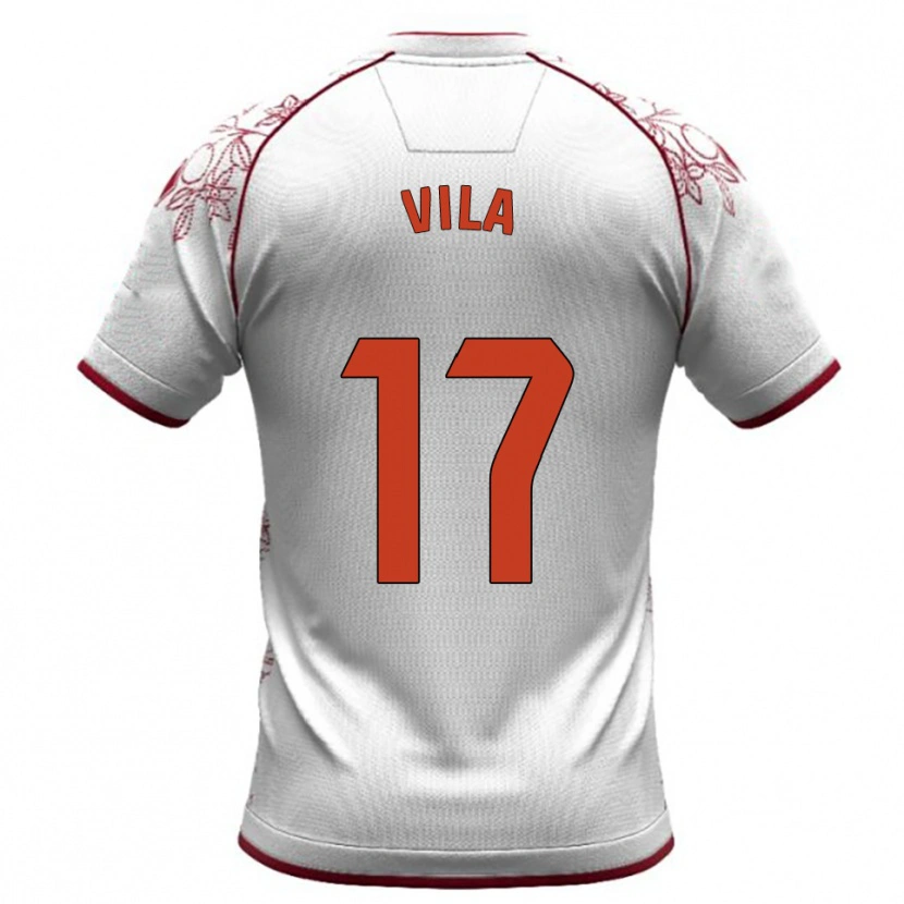 Danxen Homem Camisola Manu Vila #17 Branco Borgonha Alternativa 2025/26 Camisa