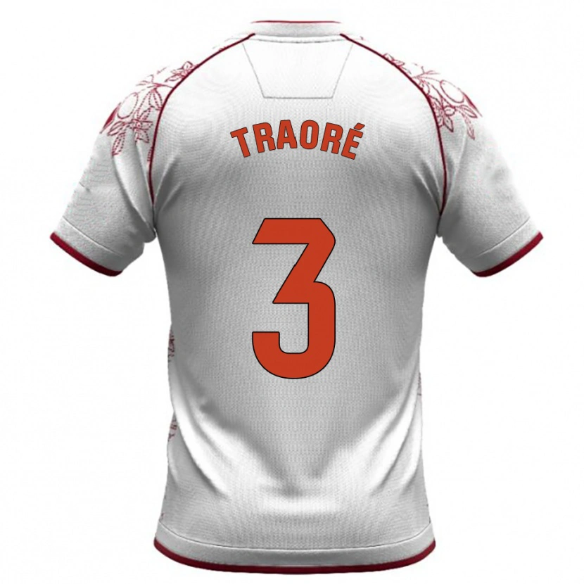 Danxen Homem Camisola Mamadou Traoré #3 Branco Borgonha Alternativa 2025/26 Camisa