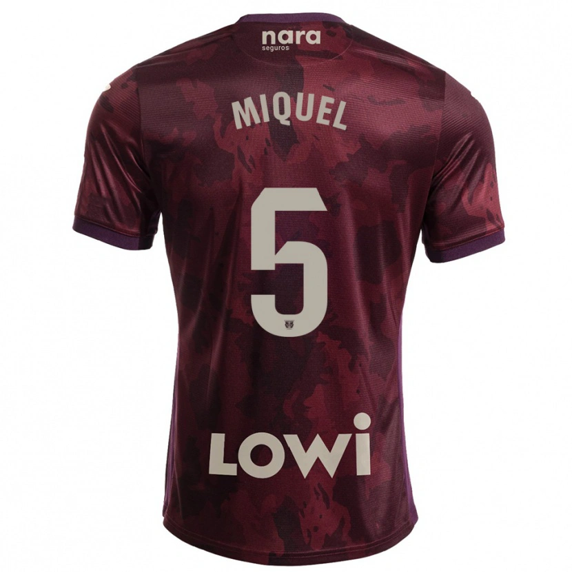 Danxen Homem Camisola Ignasi Miquel #5 Borgonha Branco Alternativa 2025/26 Camisa
