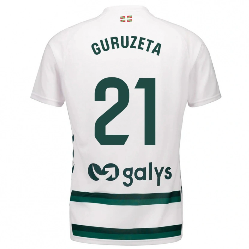 Danxen Homem Camisola Jon Guruzeta #21 Branco Verde Alternativa 2025/26 Camisa
