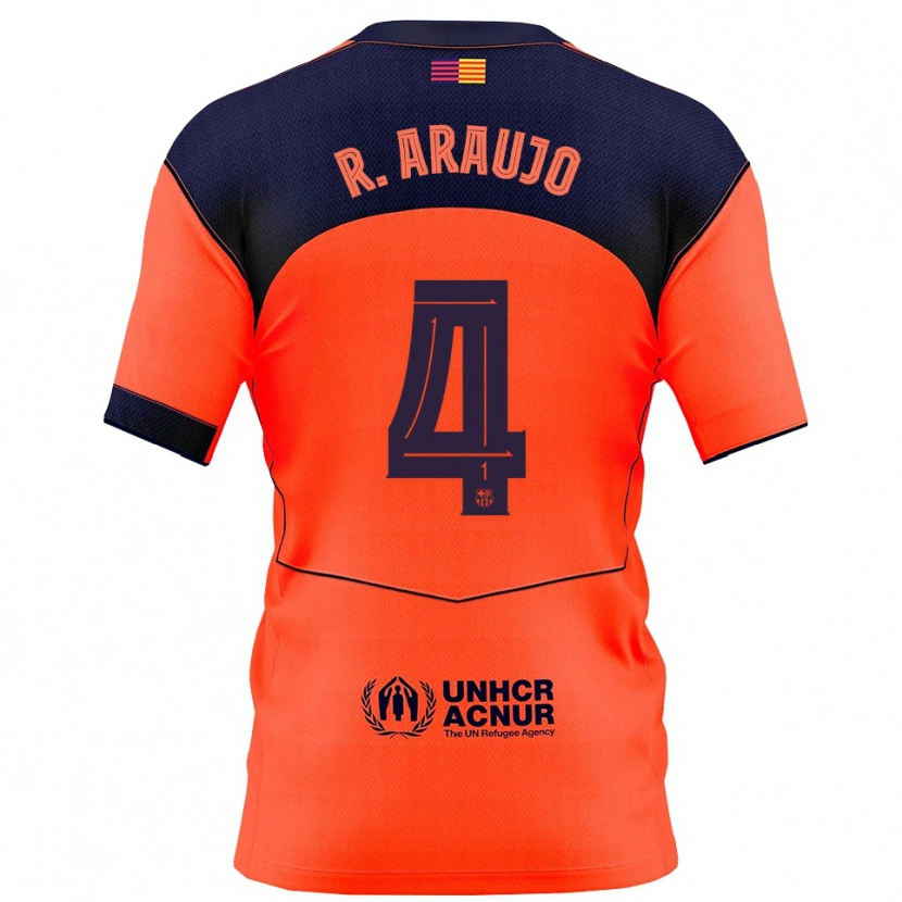 Danxen Homem Camisola Ronald Araujo #4 Laranja Marinho Terceiro 2025/26 Camisa