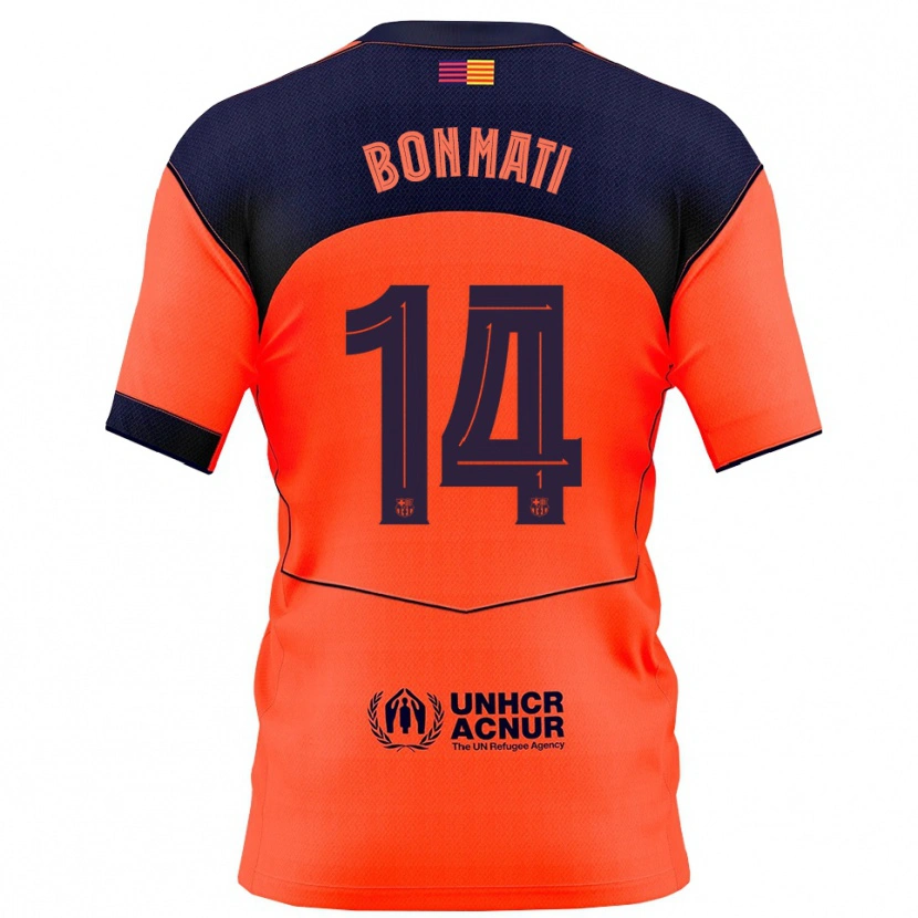 Danxen Homem Camisola Aitana Bonmati #14 Laranja Marinho Terceiro 2025/26 Camisa