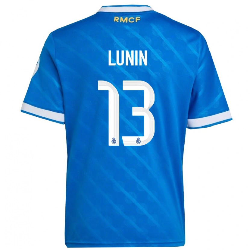 Danxen Homem Camisola Andriy Lunin #13 Azul Branco Terceiro 2025/26 Camisa
