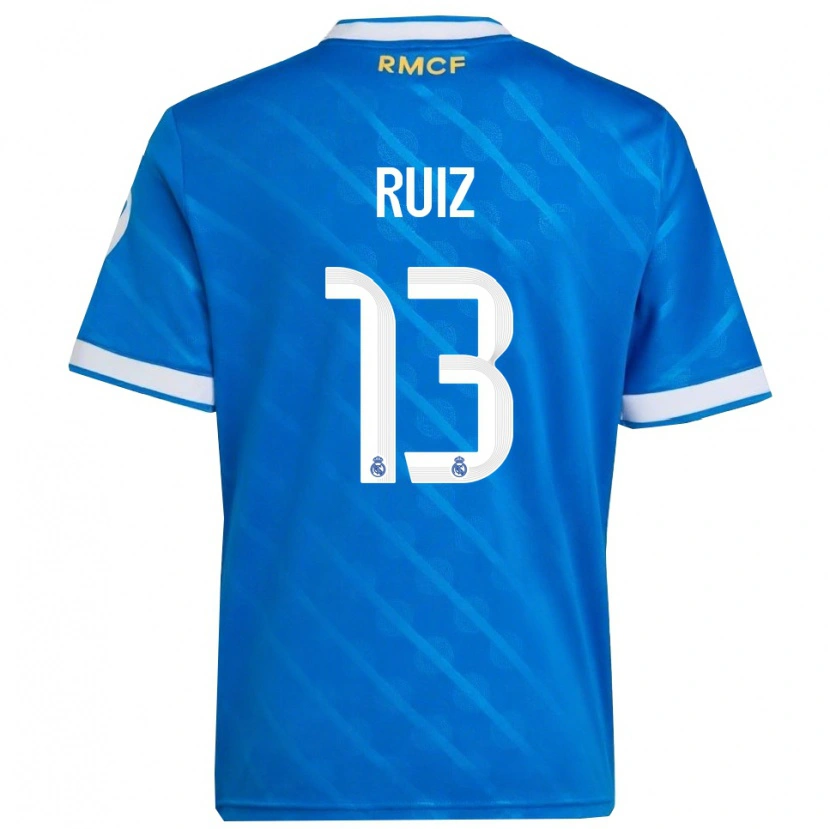 Danxen Homem Camisola Guillermo Ruiz #13 Azul Branco Terceiro 2025/26 Camisa