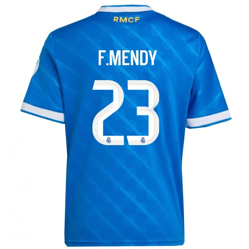 Danxen Homem Camisola Ferland Mendy #23 Azul Branco Terceiro 2025/26 Camisa
