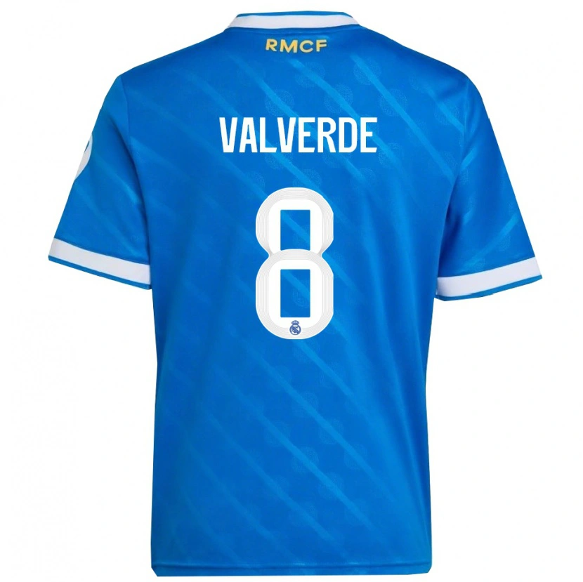 Danxen Homem Camisola Federico Valverde #8 Azul Branco Terceiro 2025/26 Camisa
