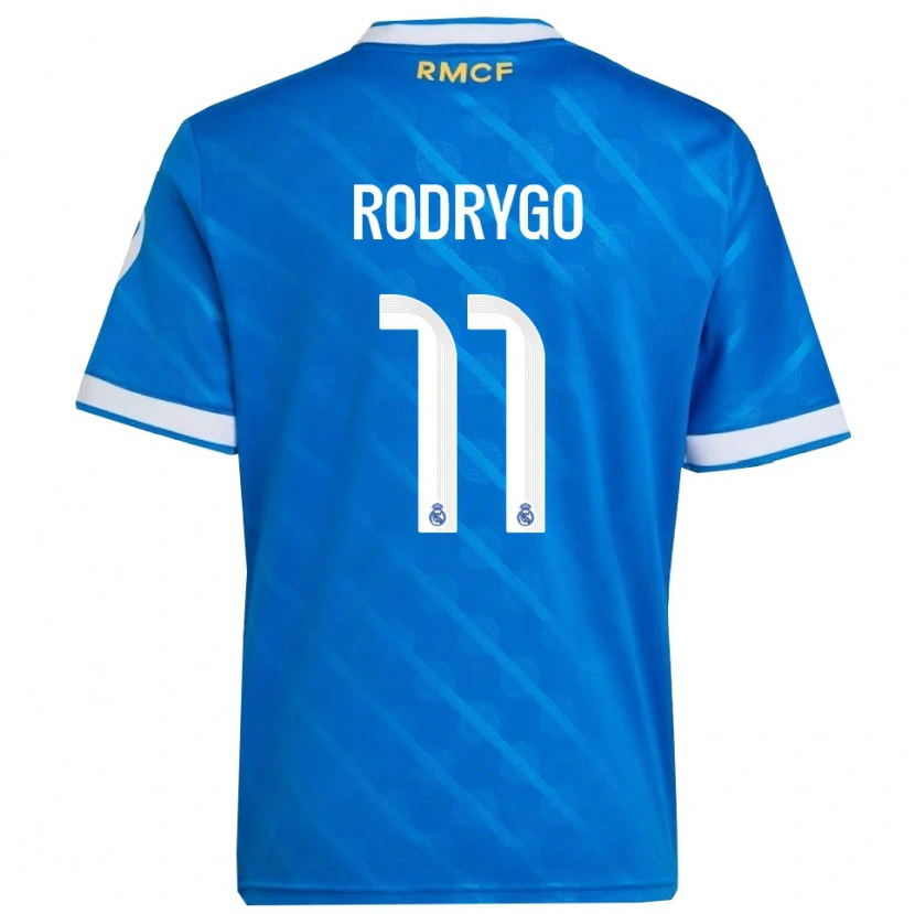 Danxen Homem Camisola Rodrygo #11 Azul Branco Terceiro 2025/26 Camisa