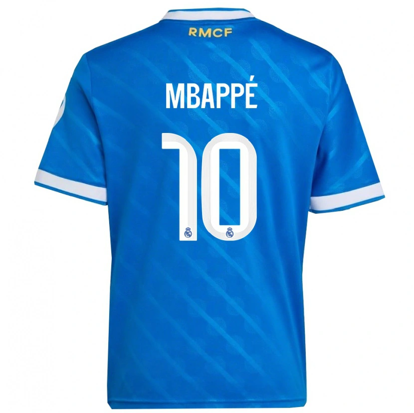 Danxen Homem Camisola Kylian Mbappé #10 Azul Branco Terceiro 2025/26 Camisa