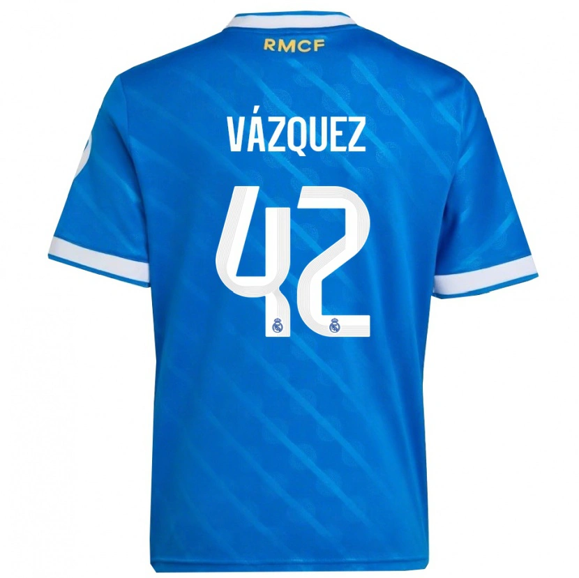 Danxen Homem Camisola Erik Vázquez #42 Azul Branco Terceiro 2025/26 Camisa
