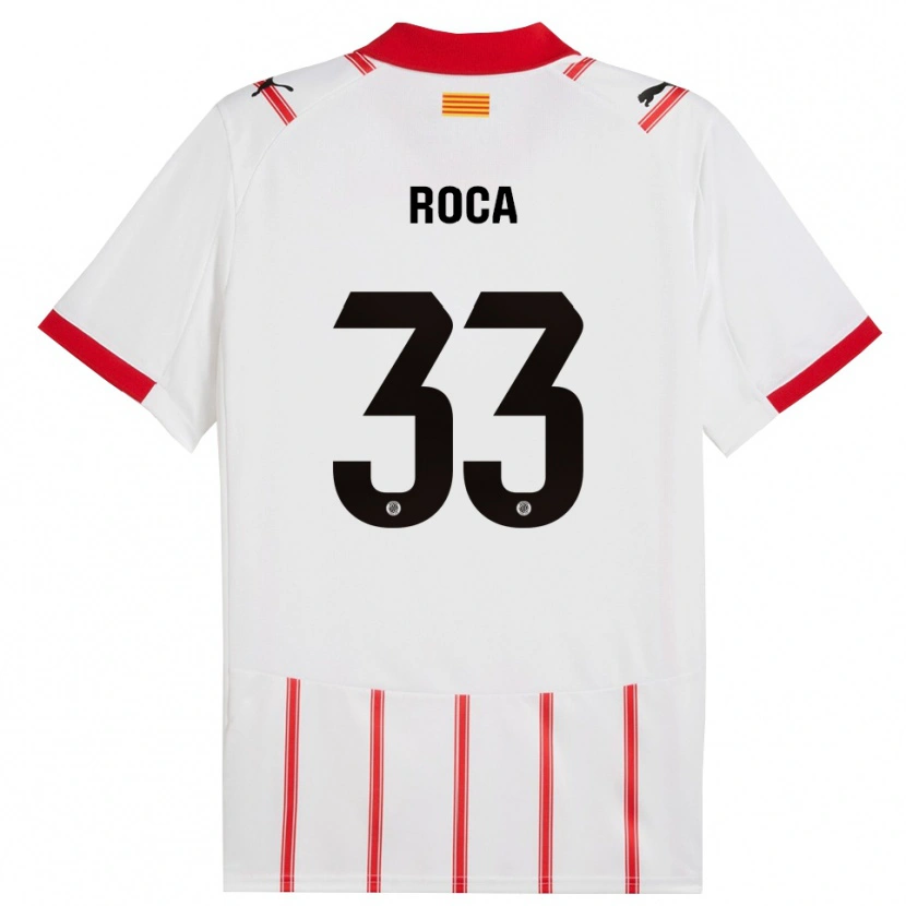 Danxen Mulher Camisola Joel Roca #33 Branco Vermelho Principal 2025/26 Camisa