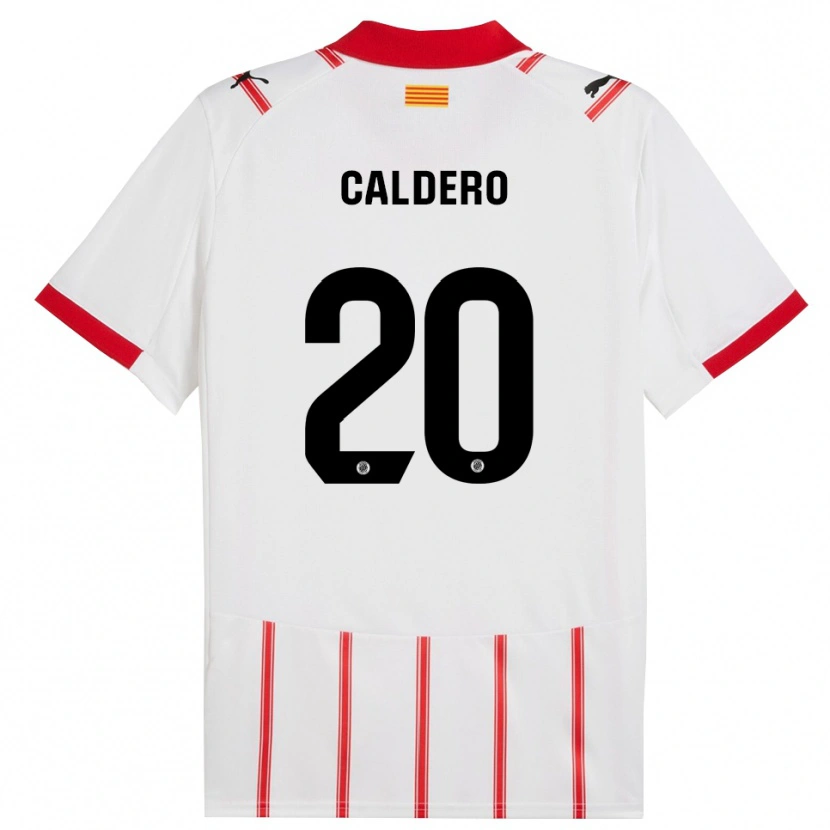 Danxen Mulher Camisola Nil Calderó #20 Branco Vermelho Principal 2025/26 Camisa