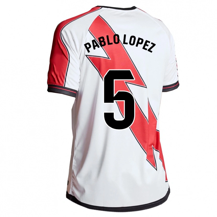 Danxen Mulher Camisola Pablo López #5 Branco Vermelho Principal 2025/26 Camisa