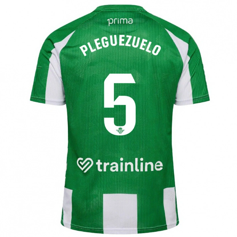 Danxen Mulher Camisola Xavi Pleguezuelo #5 Verde Branco Principal 2025/26 Camisa