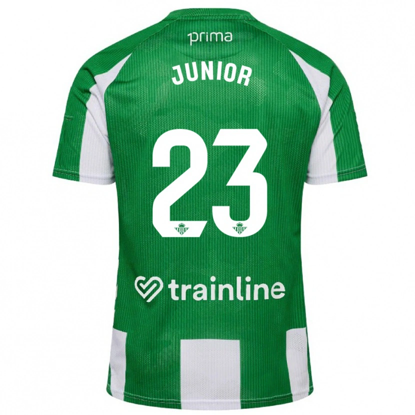 Danxen Mulher Camisola Junior Firpo #23 Verde Branco Principal 2025/26 Camisa