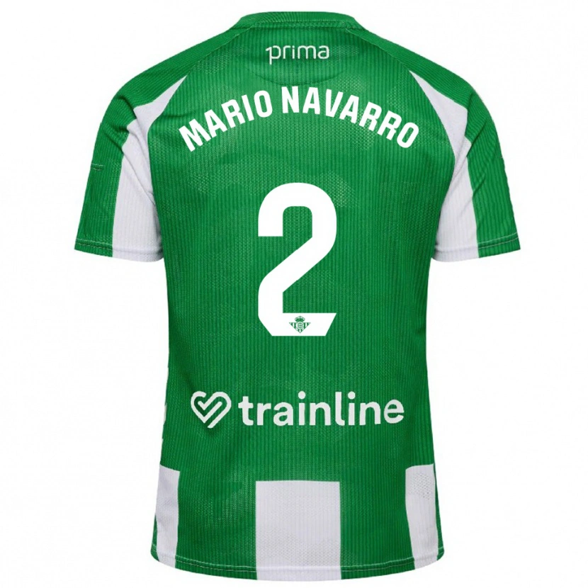 Danxen Mulher Camisola Mario Navarro #2 Verde Branco Principal 2025/26 Camisa