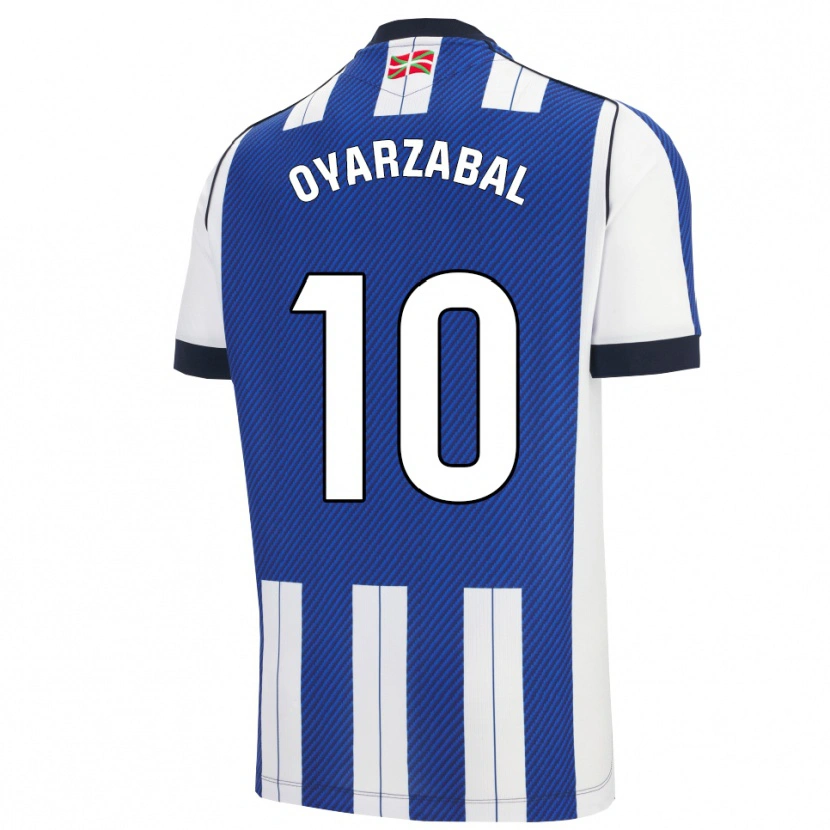 Danxen Mulher Camisola Mikel Oyarzabal #10 Azul Branco Principal 2025/26 Camisa
