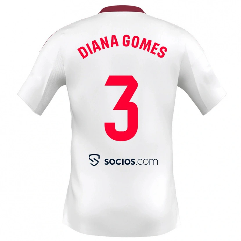 Danxen Mulher Camisola Diana Catarina Ribeiro Gomes #3 Branco Vermelho Principal 2025/26 Camisa
