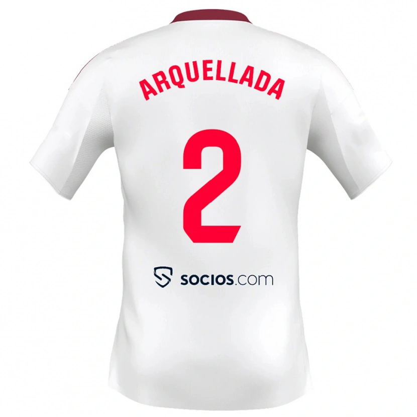 Danxen Mulher Camisola Álvaro Arquellada #2 Branco Vermelho Principal 2025/26 Camisa