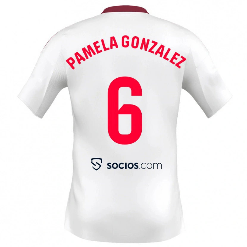 Danxen Mulher Camisola Cinthia Pamela González Medina #6 Branco Vermelho Principal 2025/26 Camisa