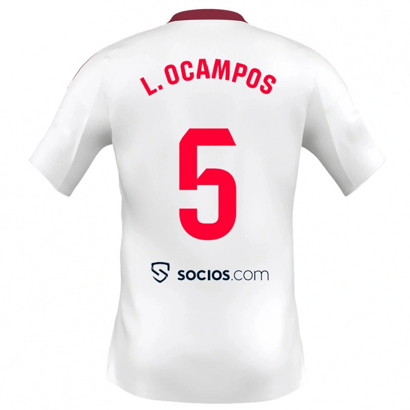 Danxen Mulher Camisola Lucas Ocampos #5 Branco Vermelho Principal 2025/26 Camisa