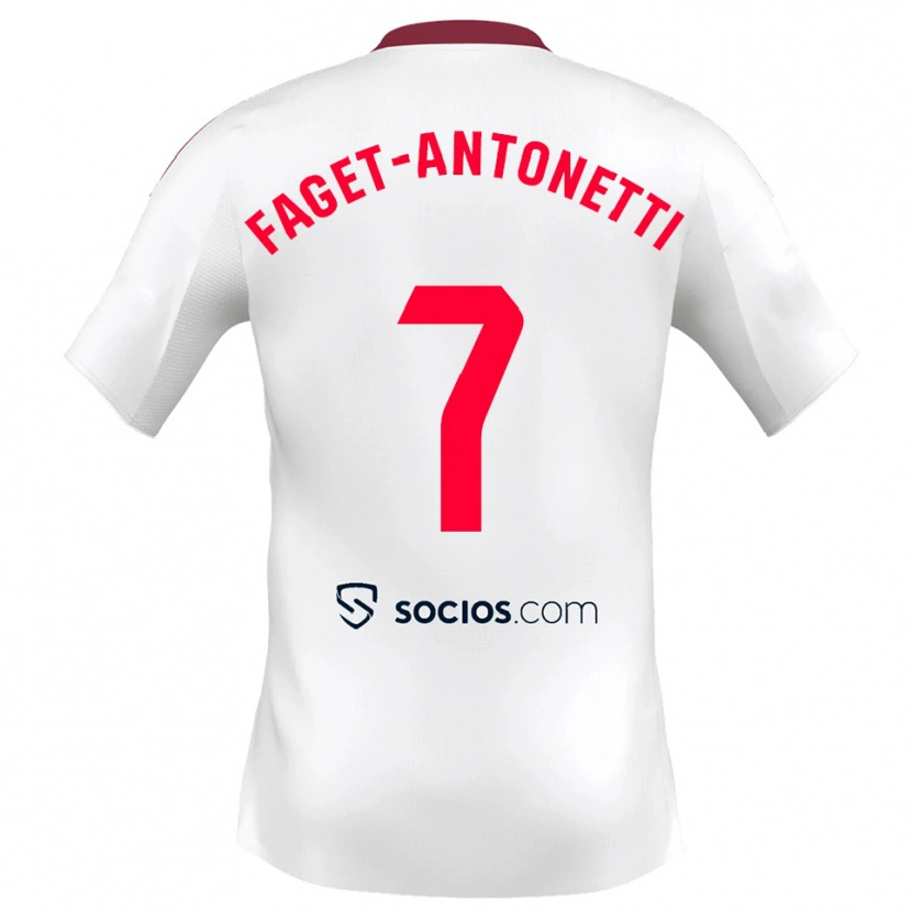 Danxen Mulher Camisola Roméo Faget-Antonetti #7 Branco Vermelho Principal 2025/26 Camisa