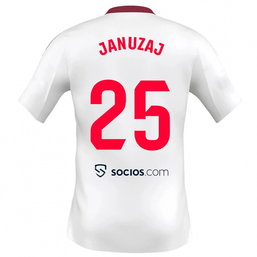 Danxen Mulher Camisola Adnan Januzaj #25 Branco Vermelho Principal 2025/26 Camisa