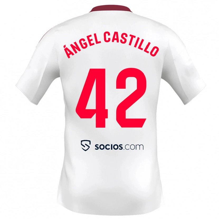 Danxen Mulher Camisola Manuel Ángel Castillo #42 Branco Vermelho Principal 2025/26 Camisa