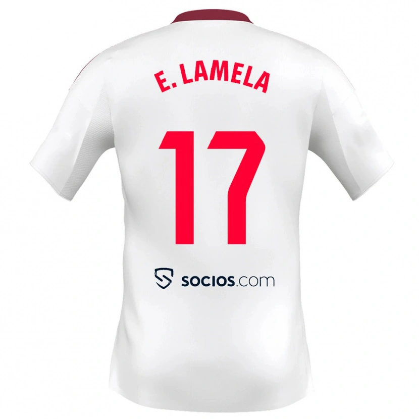 Danxen Mulher Camisola Erik Lamela #17 Branco Vermelho Principal 2025/26 Camisa