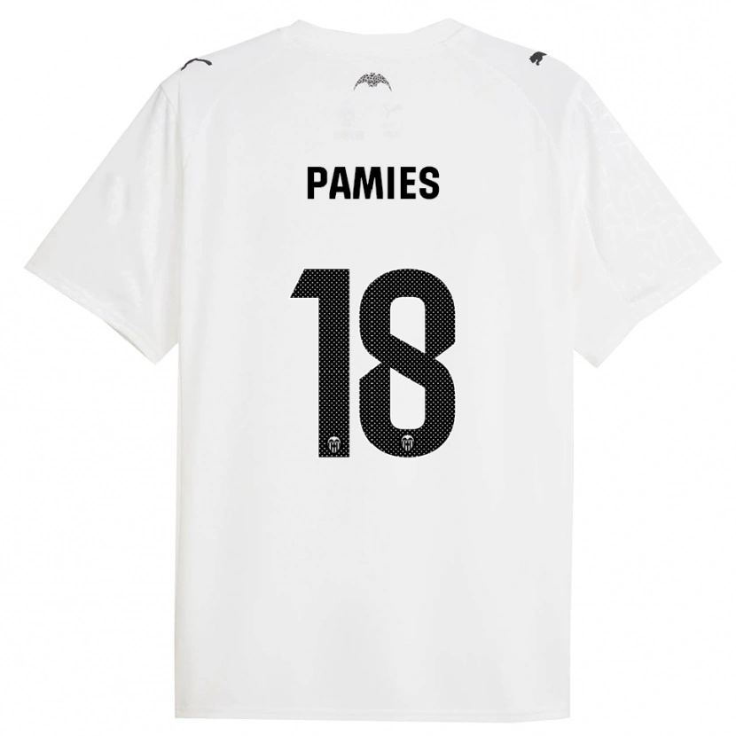 Danxen Mulher Camisola Javi Pamies #18 Branco Preto Principal 2025/26 Camisa