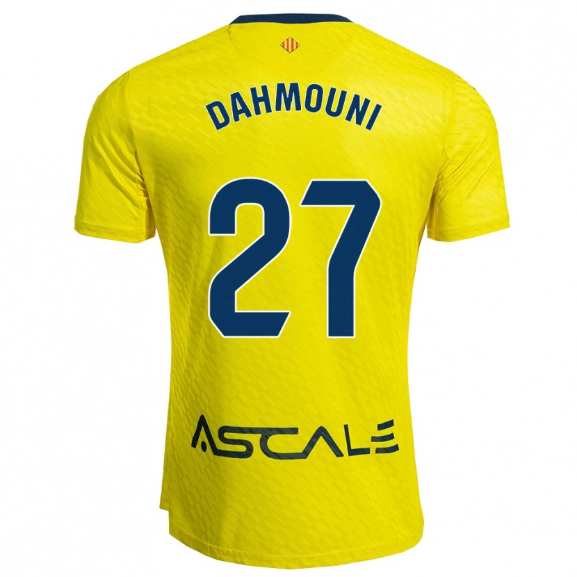 Danxen Mulher Camisola Moha Dahmouni #27 Amarelo Marinho Principal 2025/26 Camisa