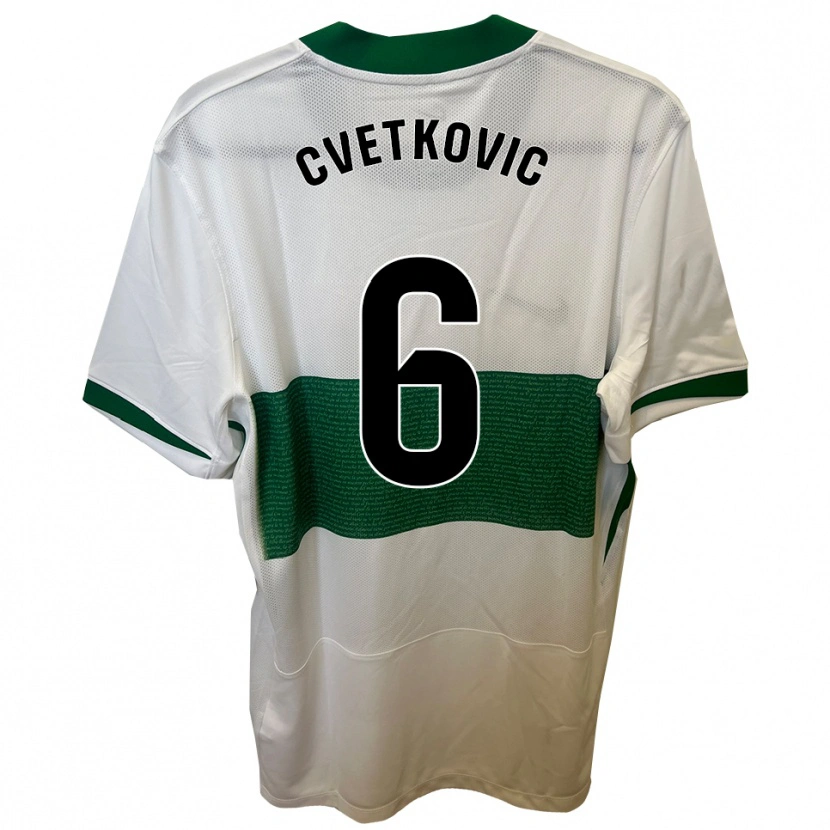 Danxen Mulher Camisola Novak Cvetkovic #6 Branco Verde Principal 2025/26 Camisa