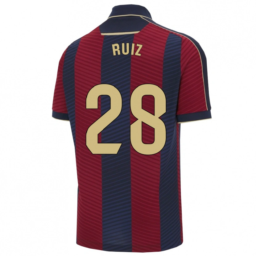 Danxen Mulher Camisola Joan Ruiz #28 Vermelho Marinho Principal 2025/26 Camisa