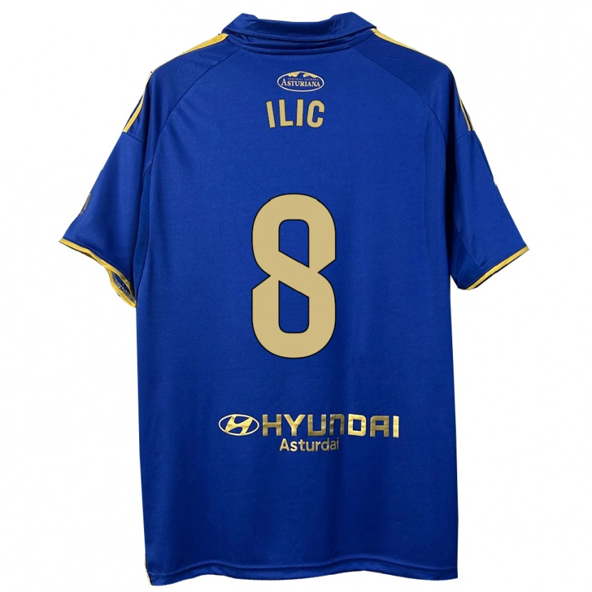 Danxen Mulher Camisola Luka Ilic #8 Azul Dourado Principal 2025/26 Camisa