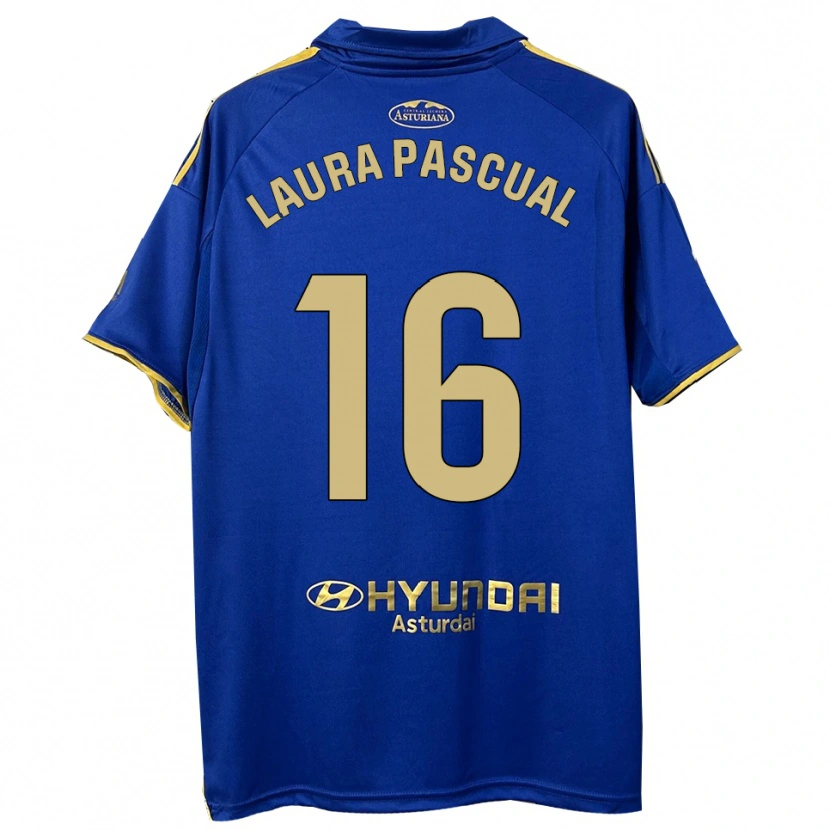 Danxen Mulher Camisola Laura Pascual #16 Azul Dourado Principal 2025/26 Camisa