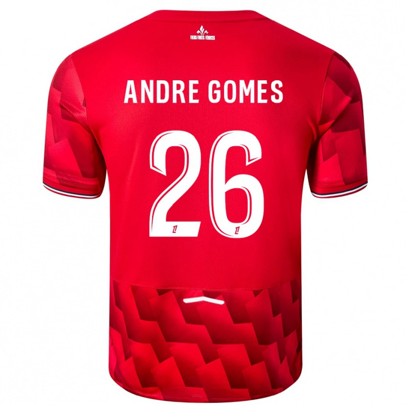 Danxen Mulher Camisola André Gomes #26 Vermelho Branco Principal 2025/26 Camisa