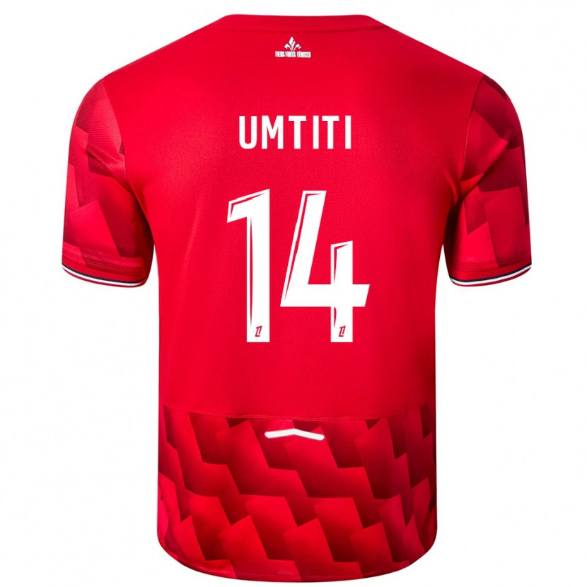 Danxen Mulher Camisola Samuel Umtiti #14 Vermelho Branco Principal 2025/26 Camisa