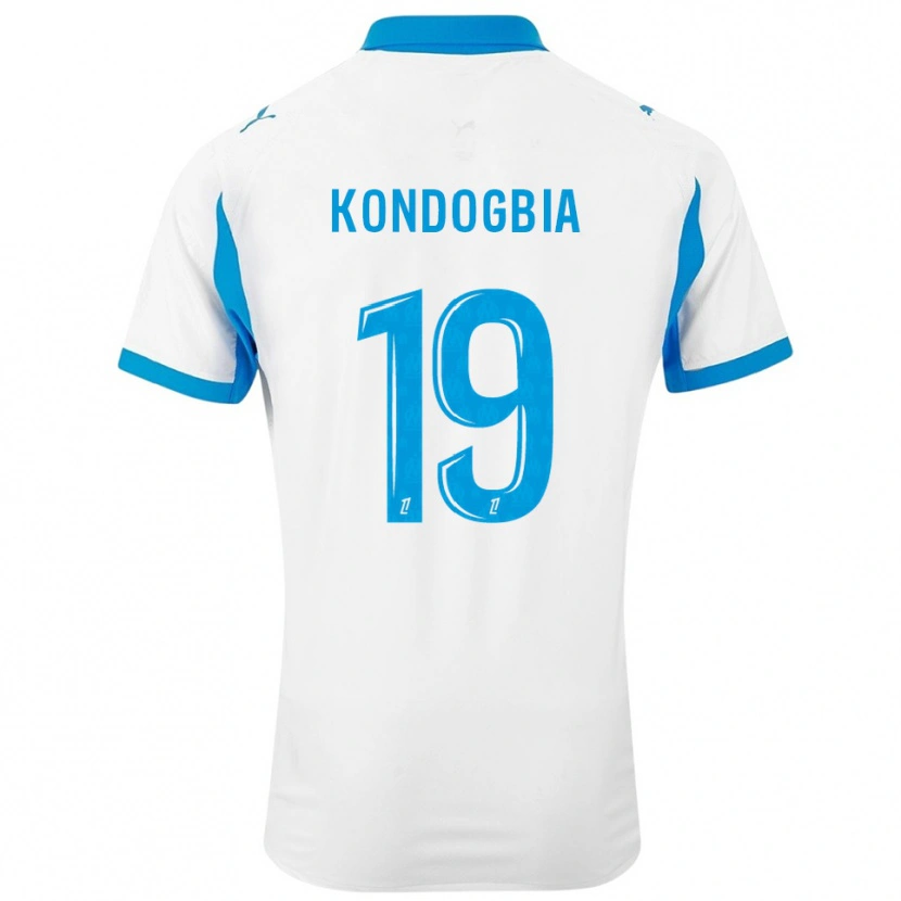 Danxen Mulher Camisola Geoffrey Kondogbia #19 Branco Azul Celeste Principal 2025/26 Camisa