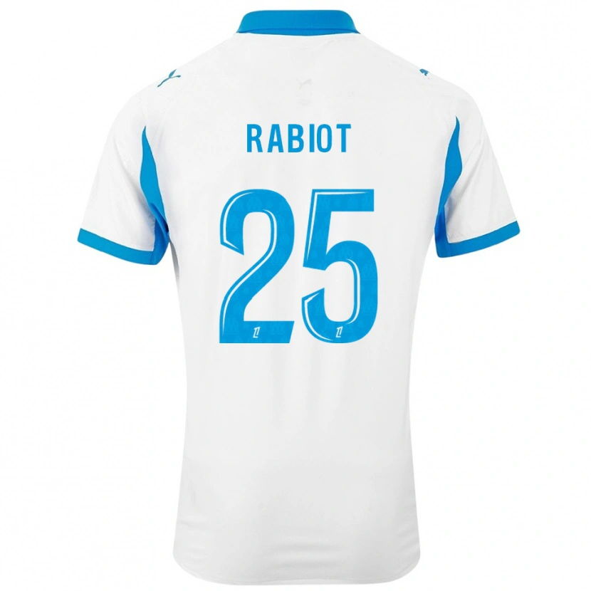 Danxen Mulher Camisola Adrien Rabiot #25 Branco Azul Celeste Principal 2025/26 Camisa