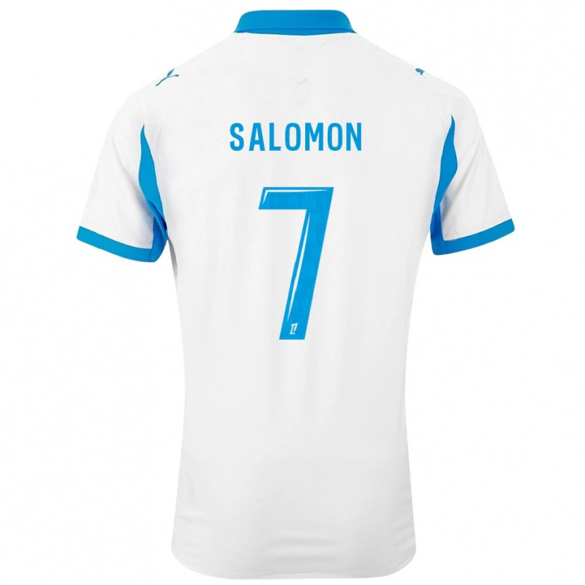 Danxen Mulher Camisola Maëva Salomon #7 Branco Azul Celeste Principal 2025/26 Camisa