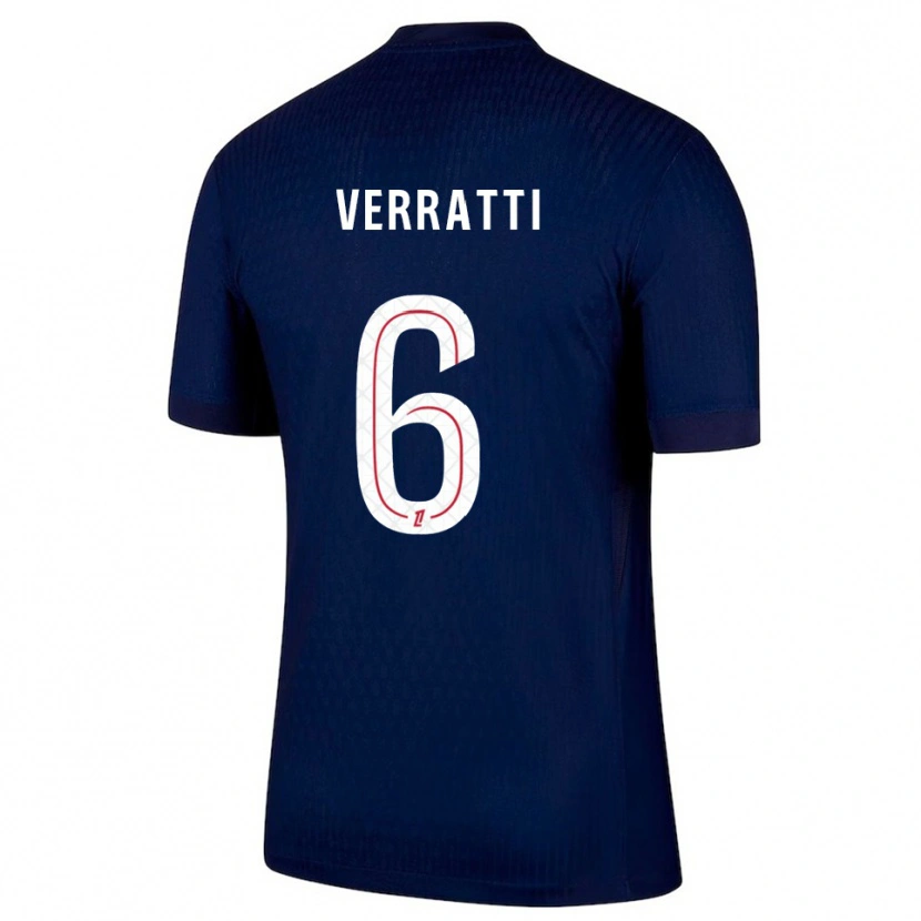 Danxen Mulher Camisola Marco Verratti #6 Azul Marinho Vermelho Principal 2025/26 Camisa