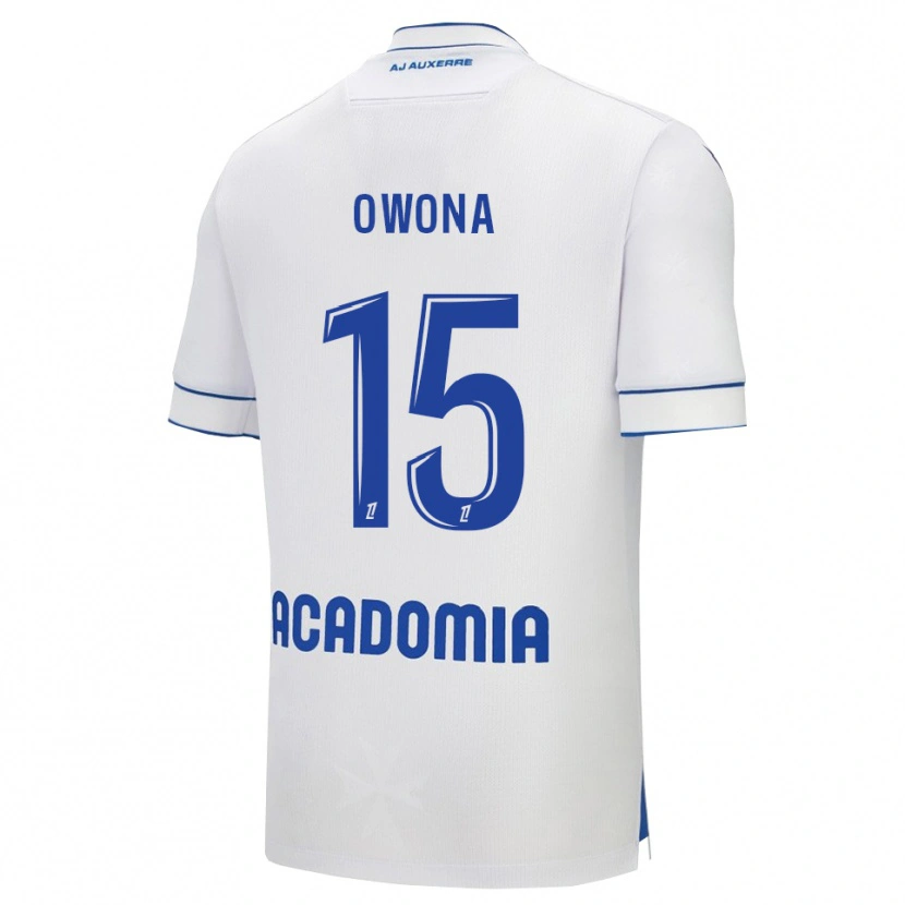 Danxen Mulher Camisola Elijah Owona #15 Branco Azul Principal 2025/26 Camisa