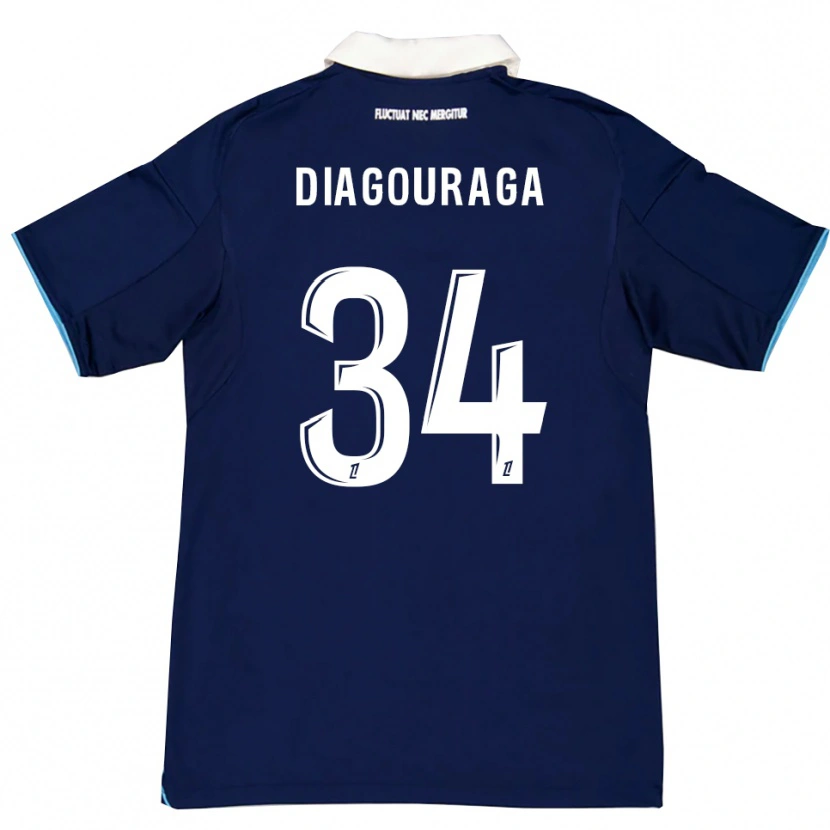 Danxen Mulher Camisola Djibril Diagouraga #34 Azul Escuro Branco Principal 2025/26 Camisa