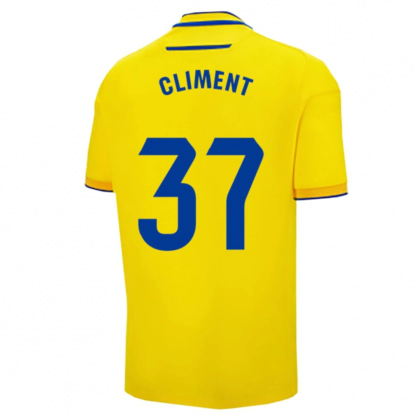 Danxen Mulher Camisola Mario Climent #37 Amarelo Marinho Principal 2025/26 Camisa